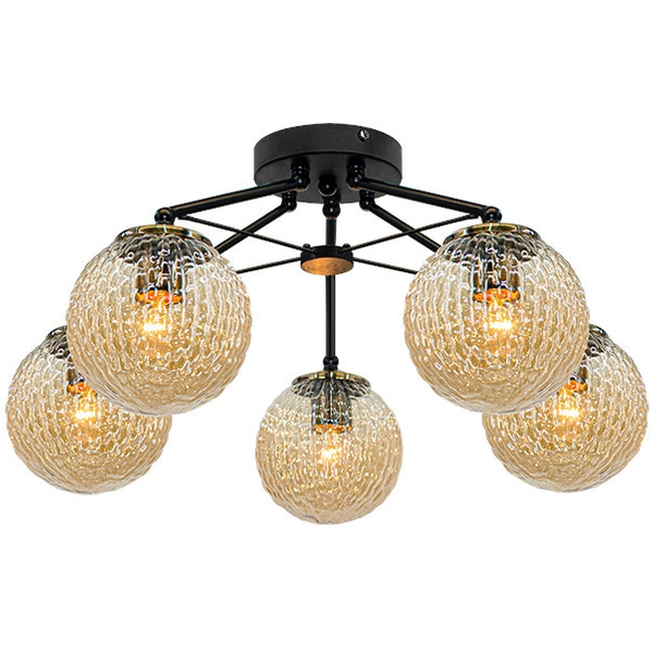 Modernistyczna LAMPA sufitowa Rosa 2100/5 BLACK Elem szklana OPRAWA loftowa balls czarna