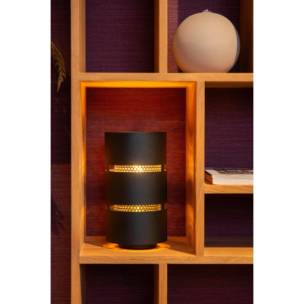 Industrialna lampa stołowa Rosas 21533/01/30 do sypialni czarna złota