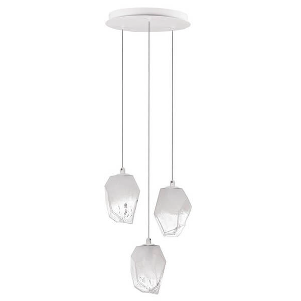 Potrójna lampa wisząca do pokoju Vigia LE41822 szklana biała