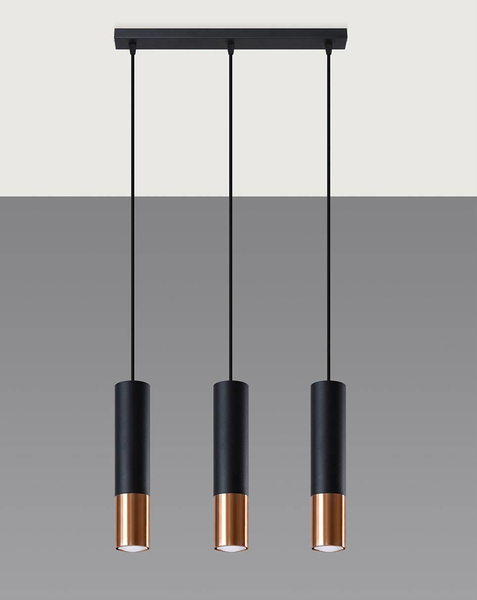 Loftowa LAMPA wisząca SL.0948 metalowa OPRAWA modernistyczny ZWIS tuby czarne miedź