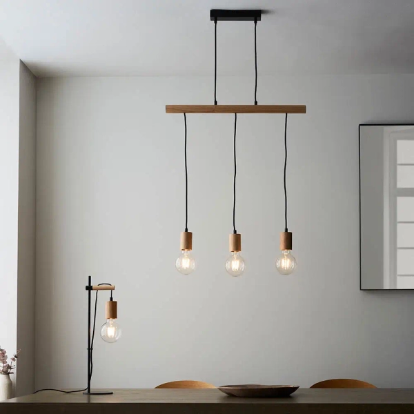 Lampa wisząca rustykalna Sven 101678 do salonu drewniana
