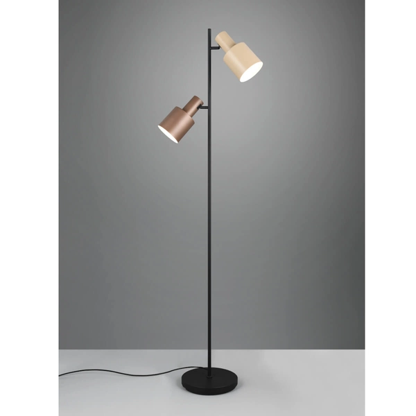 Lampa podłogowa Agudo 419400217 Trio z przełącznikiem nożnym beżowa brązowa