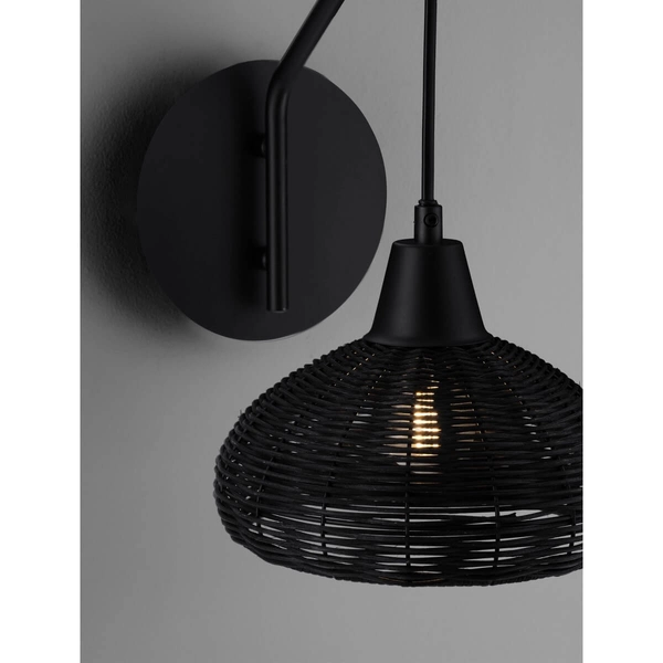 Kinkiet ścienny TACNA LE44360 japandi pleciony ekologiczny czarny