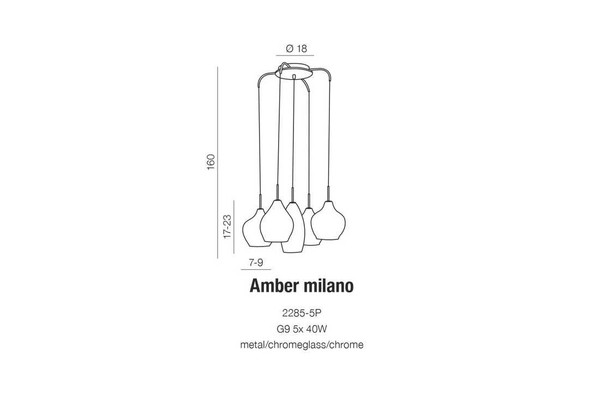 Lampa wisząca kaskada Amber Milano AZ3076 Azzardo przeźroczysta