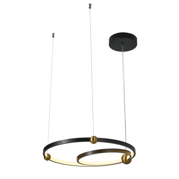 Ledowa lampa wisząca Kido PL0138 Yaskr LED 32W 3000K ring mosiądz czarna