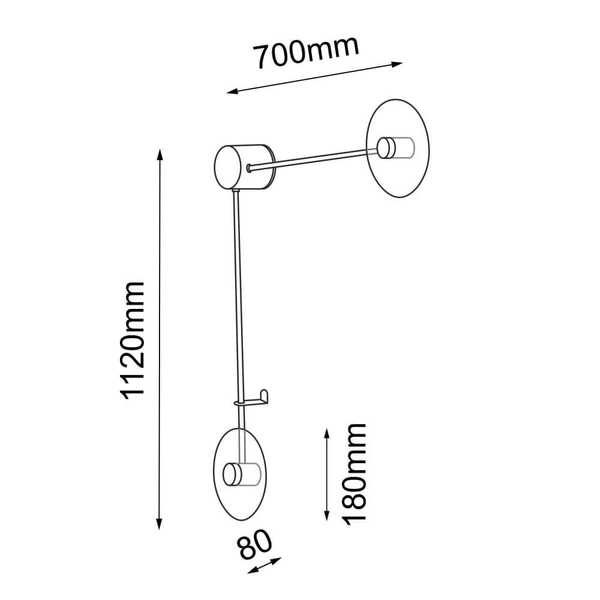 Podwójny kinkiet Furano 4035 Shilo okręgi koła do jadalni metalowy czarny