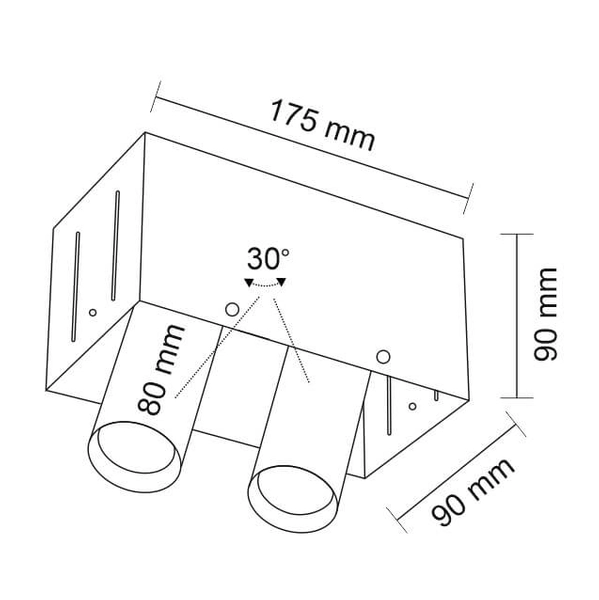 Sufitowa LAMPA industrialna YAMATO 7802 Shilo metalowa OPRAWA prostokątny WPUST tuby regulowane czarne