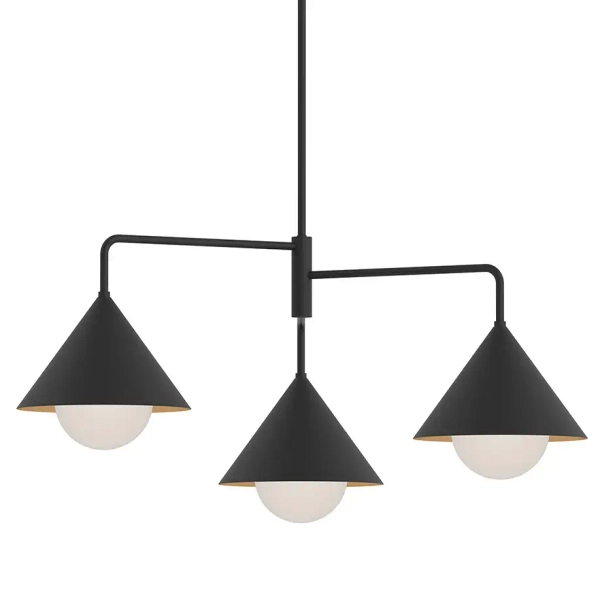 Potrójna wisząca lampa Remyck ALM-REMYCK3-BK stożki czarny
