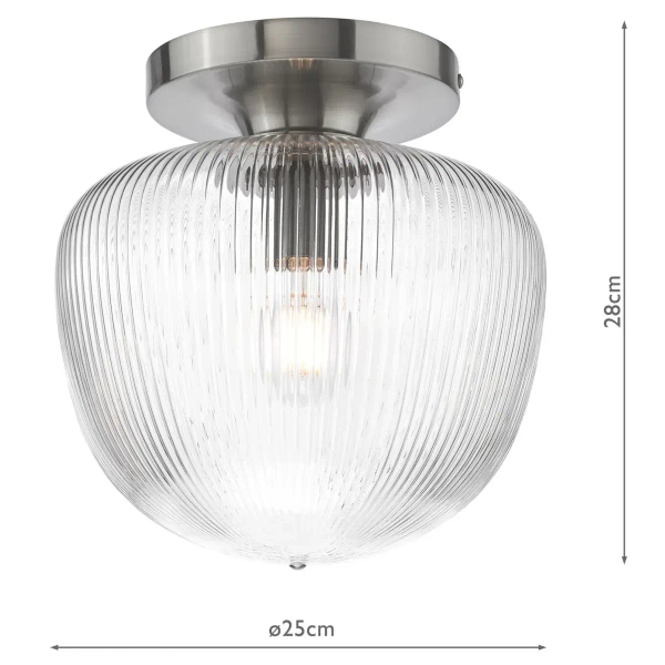 Szklana lampa sufitowa do jadalni Abrielle ABR5208 ryflowany nikiel
