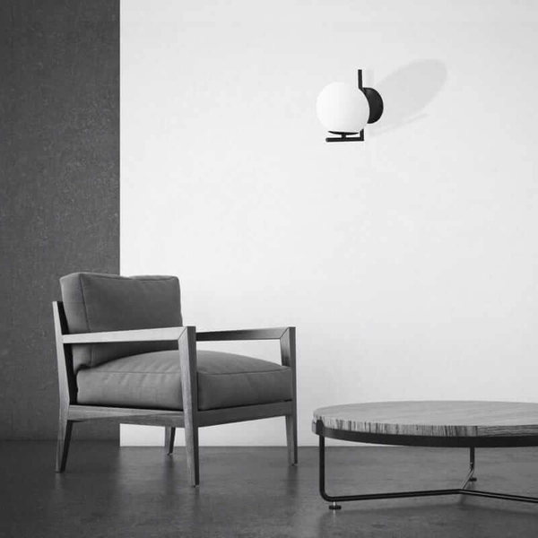 Ścienna lampa Milano ABR-KMR-B Abruzzo kula do przedpokoju czarna biała