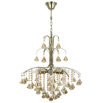 Żyrandol LAMPA wisząca 6246/6 21QG Elem kryształowa OPRAWA crystal glamour zwis mosiądz bursztynowy