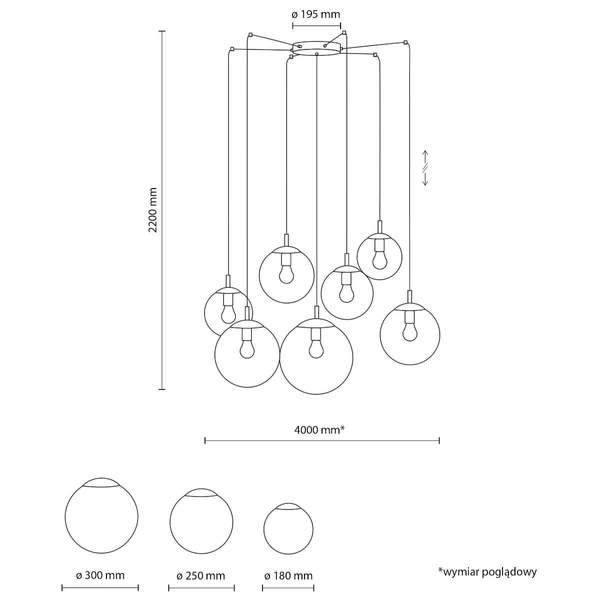 Lampa wisząca do salonu Esme 5385 pająk bubbles grafitowa czarna