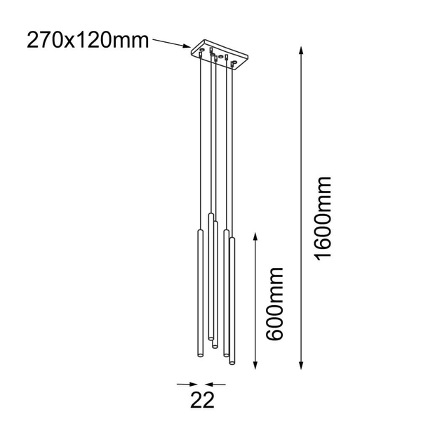 Wisząca lampa Kosame 5202 Shilo sople rurka tuba zwisy metalowa złota