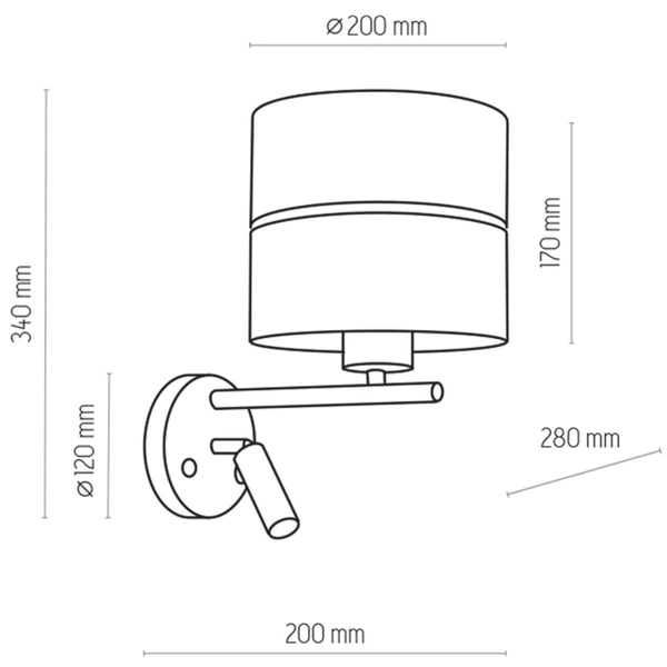 Kinkiet ścienny Hilton 2579 TK Lighting abażur z tkaniny czarny złoty