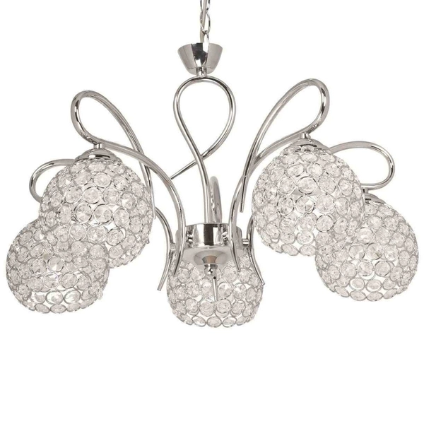 Lampa wisząca VEN W-A 1537/5 kryształowa glamour chrom przezroczysty