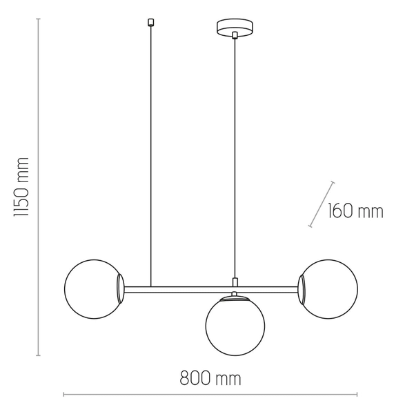 Potrójna lampa wisząca molekułowa Celeste 6218 TK Lighting czarna biała