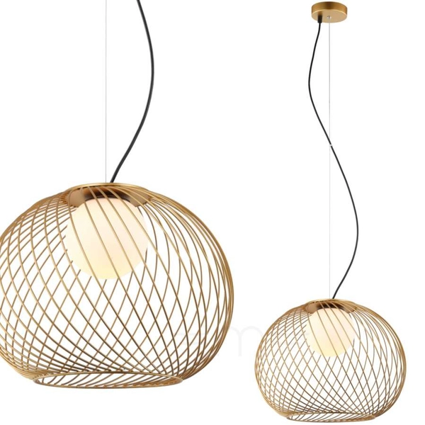 LAMPA wisząca CLARISA MDM-3842-1 GD Italux metalowa OPRAWA druciana ZWIS klatka ball złota