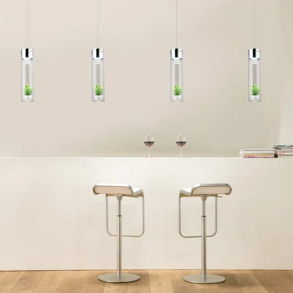 Dekoracyjna lampa wisząca TYTANIA SOL-0102 szklana tuba chrom przezroczysty