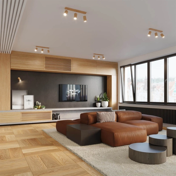 Drewniana lampa sufitowa SL.1042 regulowana do jadalni