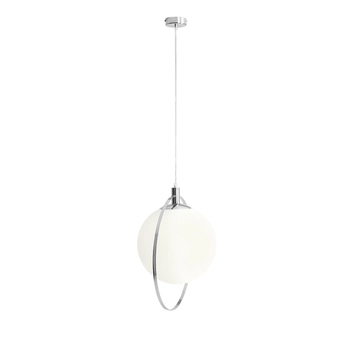 Wisząca lampa szklana Aura 1049G4 Aldex pierścień kula biała chrom