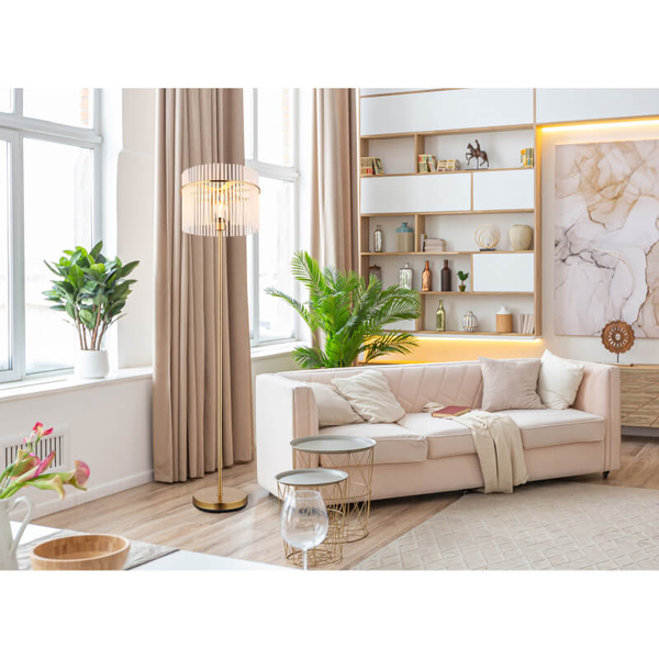 Podłogowa lampa do salonu GORLEY 15698SM glamour złota