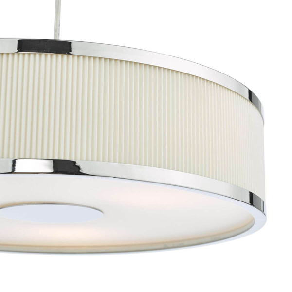 Wisząca lampa materiałowa Alvaro ALV1033 okragła chrom kość słoniowa