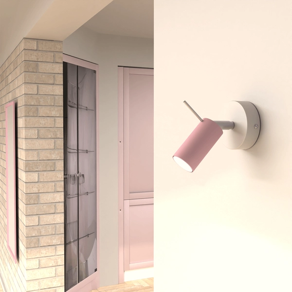 Kierunkowa lampa ścienna Preston kinkiet różowy biały