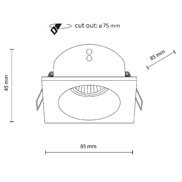 Łazienkowy downlight sufitowy Prisma 10581 kwadratowy IP65 czarny