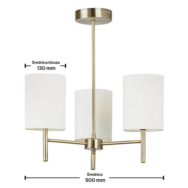 Lampa sufitowa do salonu BRIO-3AB Endon potrójna biała