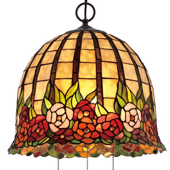 Żyrandol LAMPA wisząca QZ-ROSECLIFFE-P Elstead QUOIZEL metalowa OPRAWA klasyczny ZWIS na łańcuchu brąz multikolor