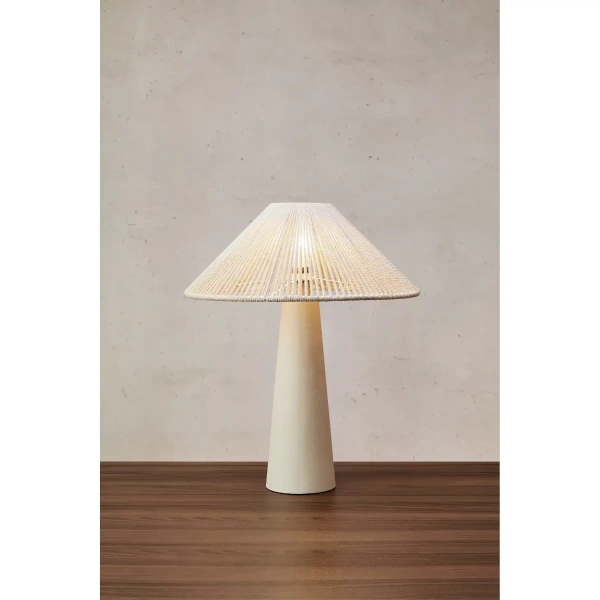 Tkaninowa lampa stołowa Favoro 108828 na komodę sznurek beżowa
