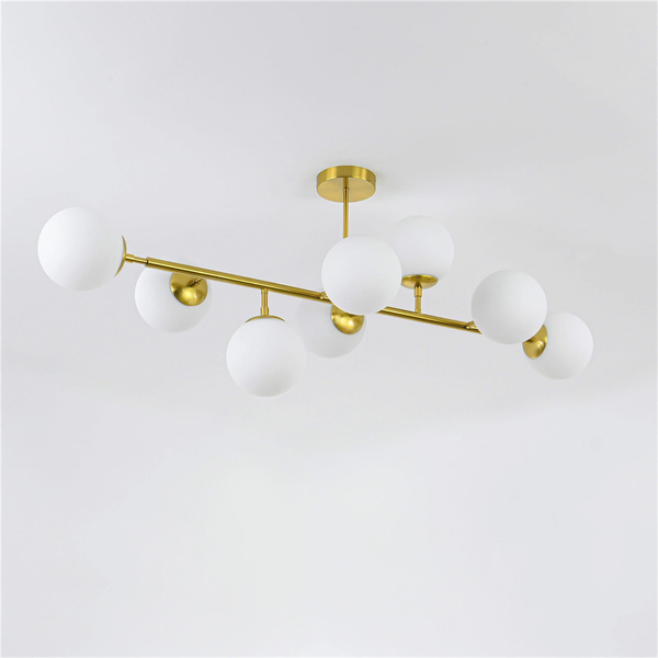 Modernistyczna lampa sufitowa DORADO LP-002/8P Light Prestige loftowa oprawa metalowy plafon molekuły złote białe