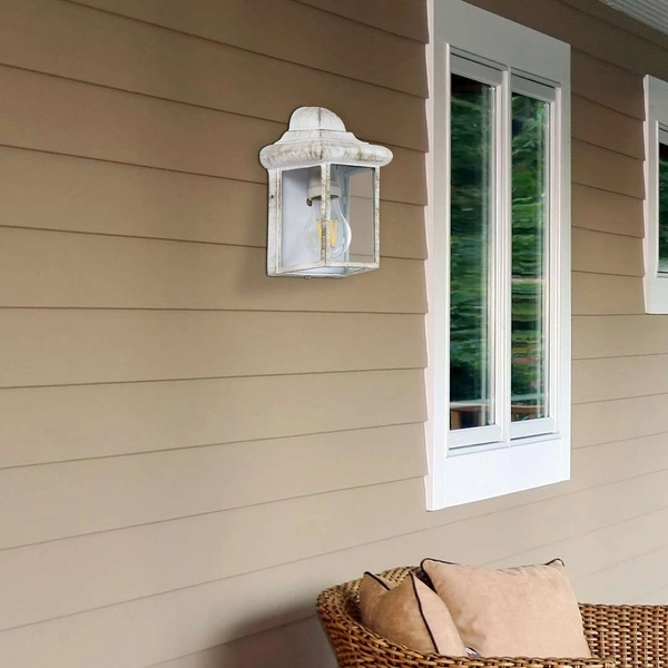 Zewnętrzna LAMPA ścienna NORVICH 8753 Rabalux ogrodowa OPRAWA elewacyjny kinkiet outdoor IP43 antyczny biały przezroczysty