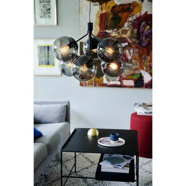 Szklana lampa wisząca nad stół IVONA 2112163003 kule czarny przydymiony