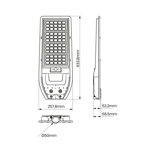 Solarna lampa Via EKO9095 Ekolight LED 150W 6000K z pilotem IP65 czarna