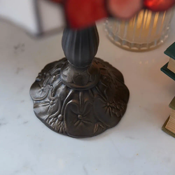 Stołowa lampka tiffany Botanica 63963 z wtyczką szklana brązowa kolorowa