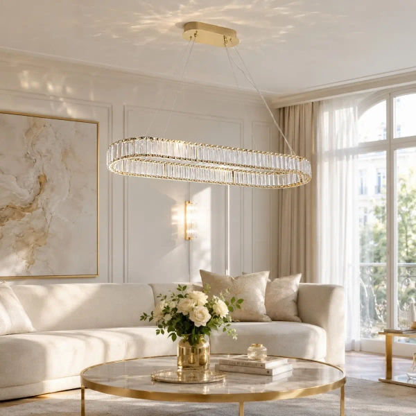 Wisząca lampa glamour ADONIS złota ST-8877P-100 1xLED 15W 3000K owalna