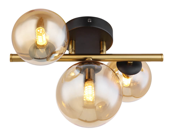 Sufitowa lampa Riha 56135-3W balls czarna bursztynowa