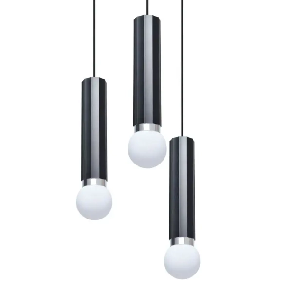 Nieregularne zwisy kule żyrandol Macera PND-33849-3R-BK czarny