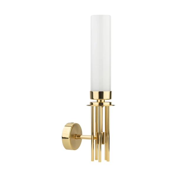 Lampa ścienna glamour Mussa MUS-K-1 (Z) szklana tubka biała mosiądz