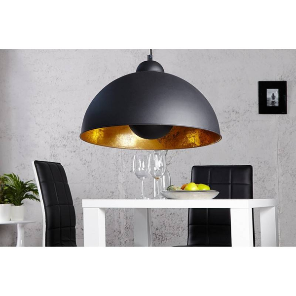 Wisząca lampa do jadalni Retro ABR-GEO Abruzzo kopuła czarna złota