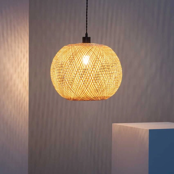 Ekologiczna lampa wisząca kula Boho ABR-NLW28-BH-E27 bambus naturalny