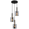 Wisząca LAMPA loftowa SARDO PND-5581-3A-SC+SG Italux szklana OPRAWA skandynawski ZWIS tuby kaskada nikiel przydymiona