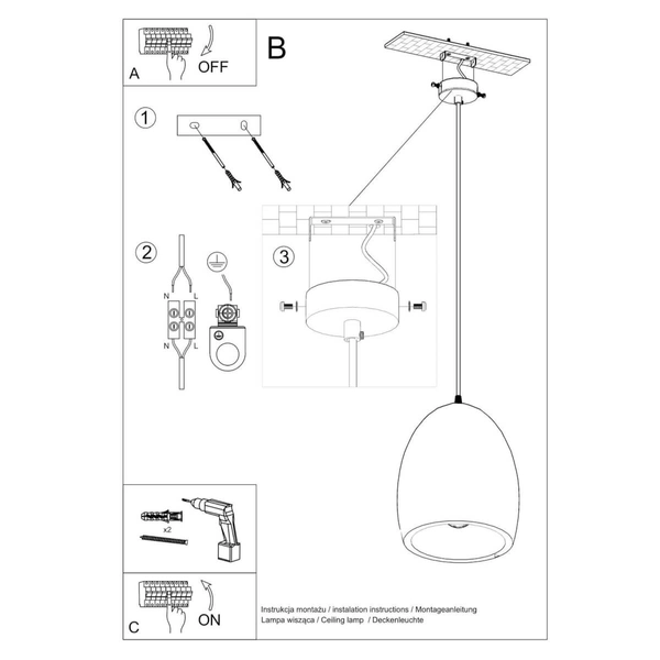 Wisząca lampa sypialniana SL.0848 ceramiczna nad łóżko biała