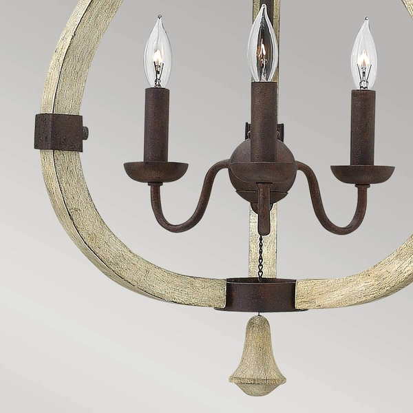 Żyrandol do jadalni Middlefield HK-MIDDLEFIELD3 drewniany rdzawy