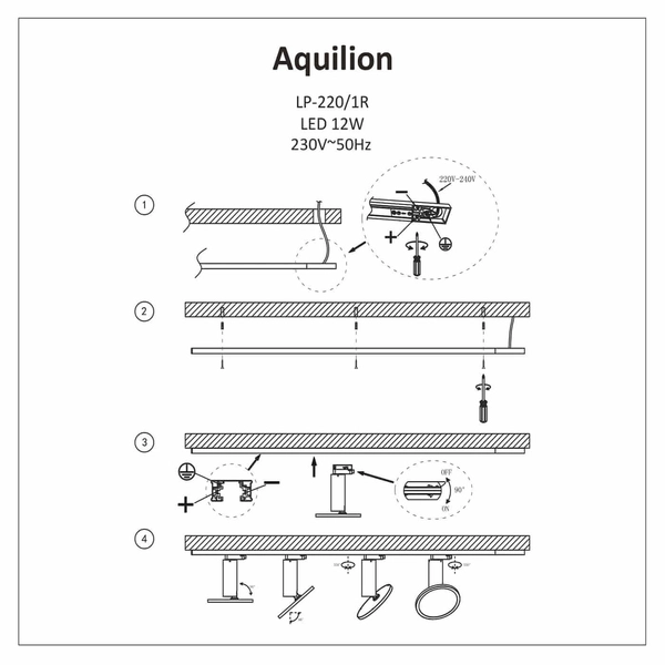 Lampa do systemu szynowego Aquilion LP-220/1R BK 1F czarna