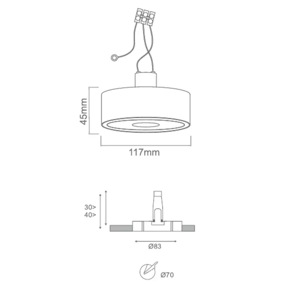 Oczko sufitowe Neo Toupe Slim LED / Ufo Toupe OR86256 LED 10,5W 3000K szare