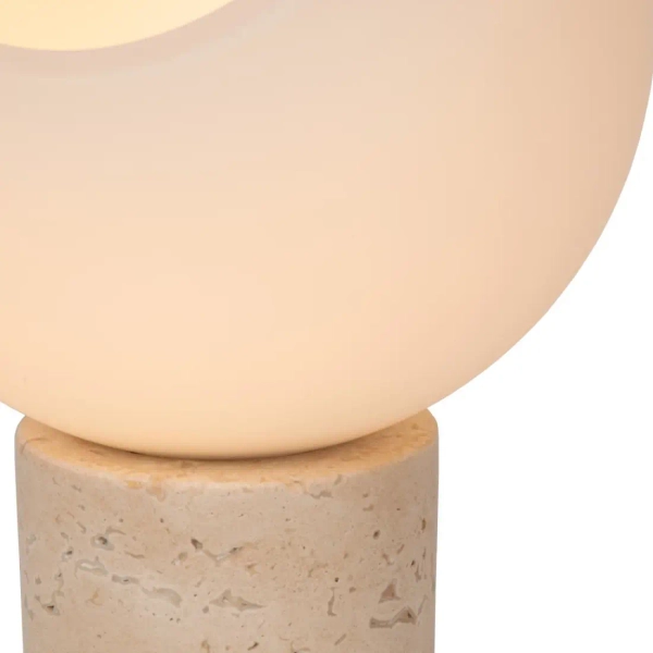 Ceramiczna lampka stołowa DAVIN 05548/01/61 szklana kula szary biały