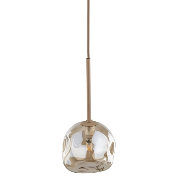 Zwisająca lampa glamour Lava 11106 kula szklana koniak