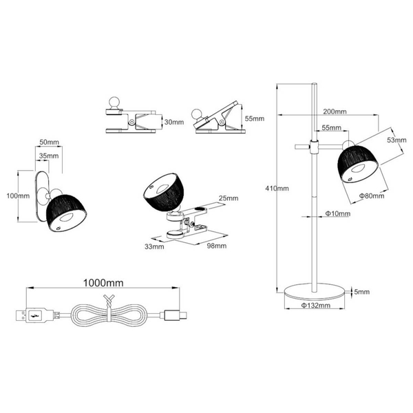 Regulowana lampka na biurko Maxima R57791102 LED 3W 3000K czarny